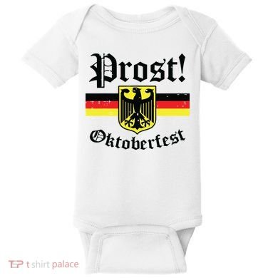 Prost Oktoberfest German Flag Crest Eagle Bavarian Baby Bodysuit