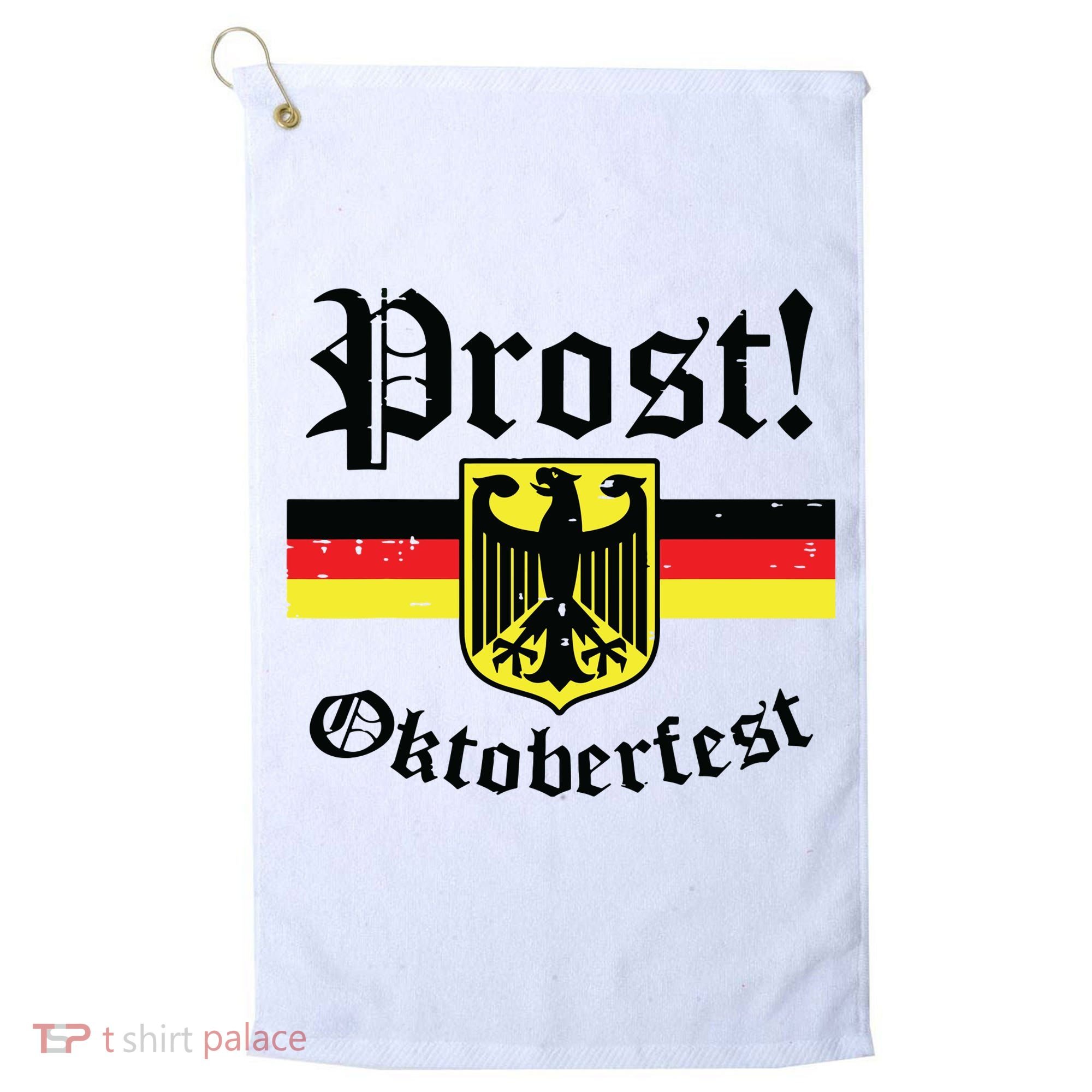Prost Oktoberfest German Flag Crest Eagle Bavarian Golf Towel