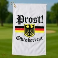 Prost Oktoberfest German Flag Crest Eagle Bavarian Golf Towel thumb 1