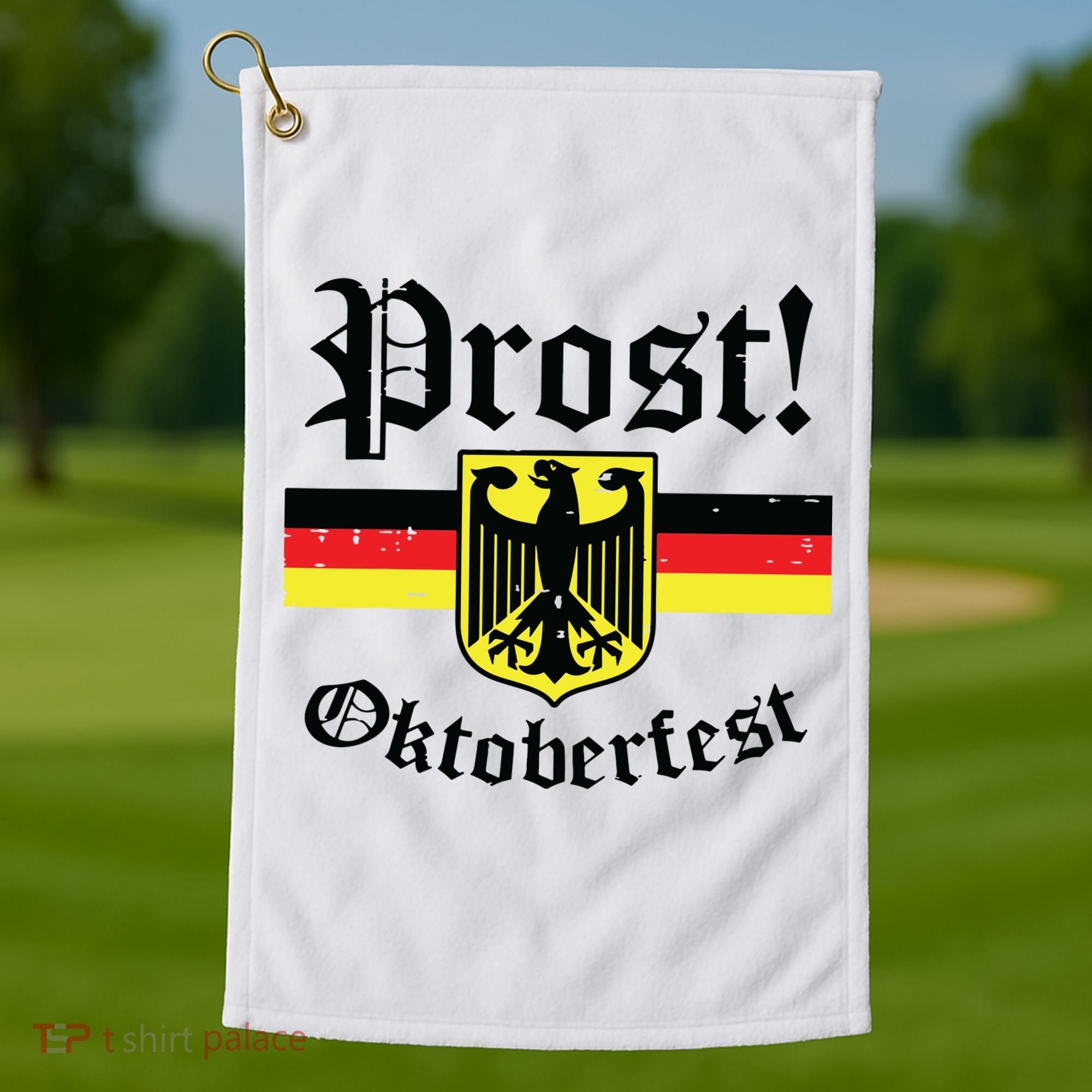 Prost Oktoberfest German Flag Crest Eagle Bavarian Golf Towel
