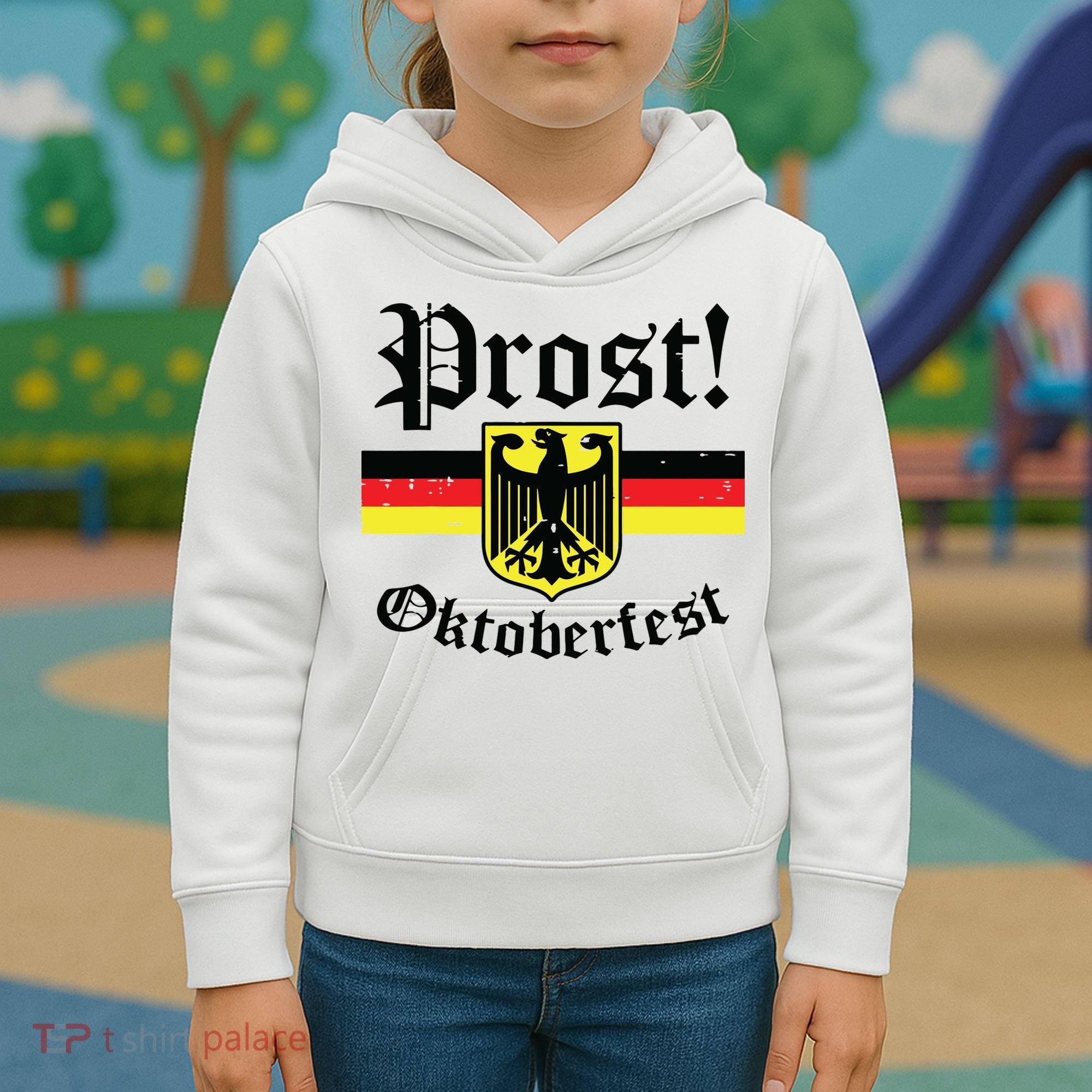Prost Oktoberfest German Flag Crest Eagle Bavarian Kids Hoodie