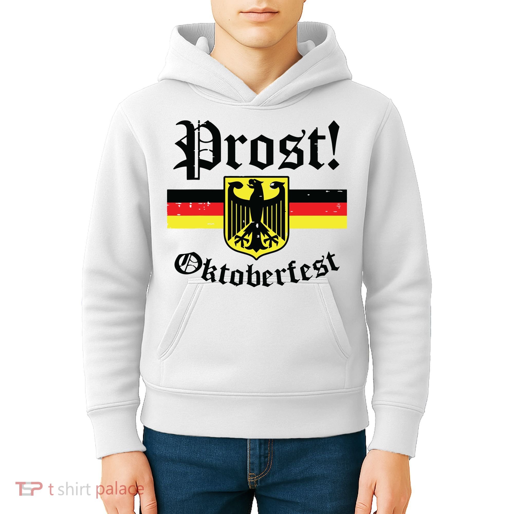 Prost Oktoberfest German Flag Crest Eagle Bavarian Kids Hoodie