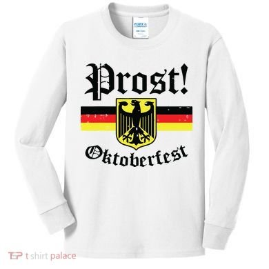 Prost Oktoberfest German Flag Crest Eagle Bavarian Kids Long Sleeve Shirt