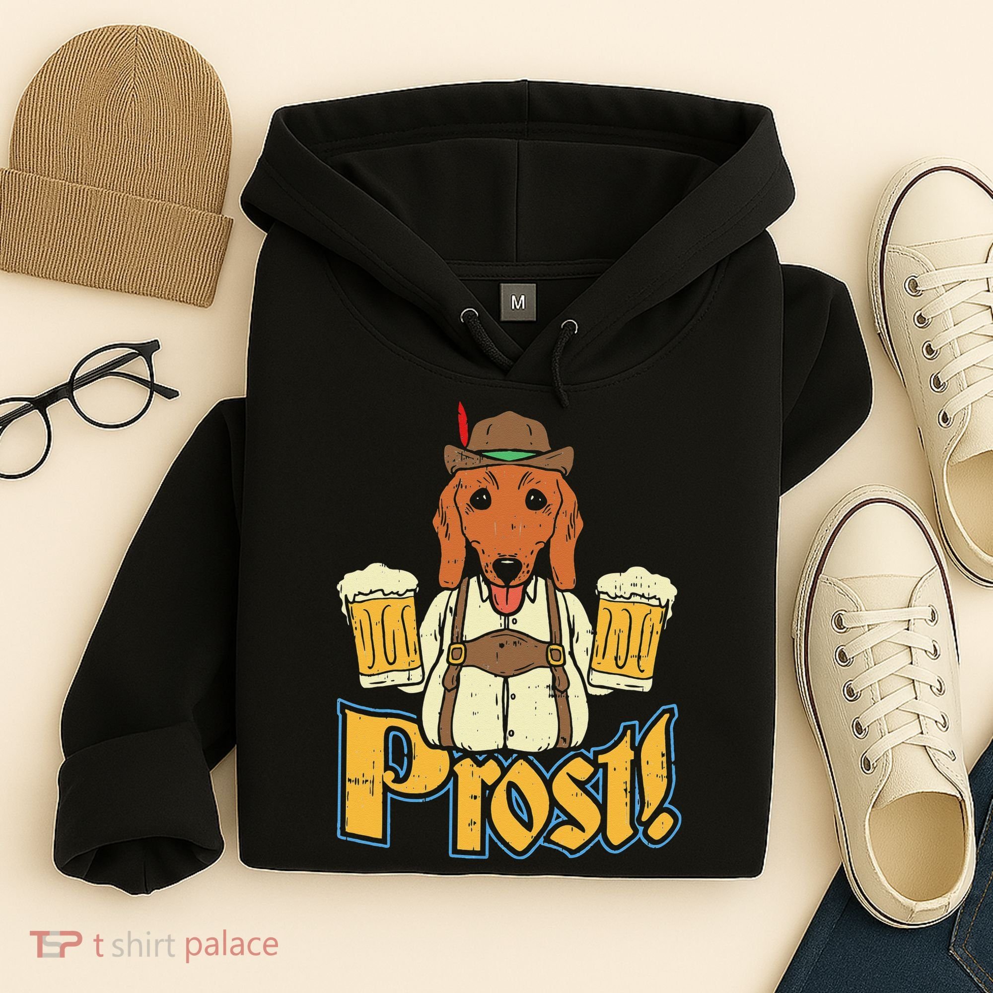 Prost Oktoberfest German Dachshund Dog Drinking Beer Hoodie