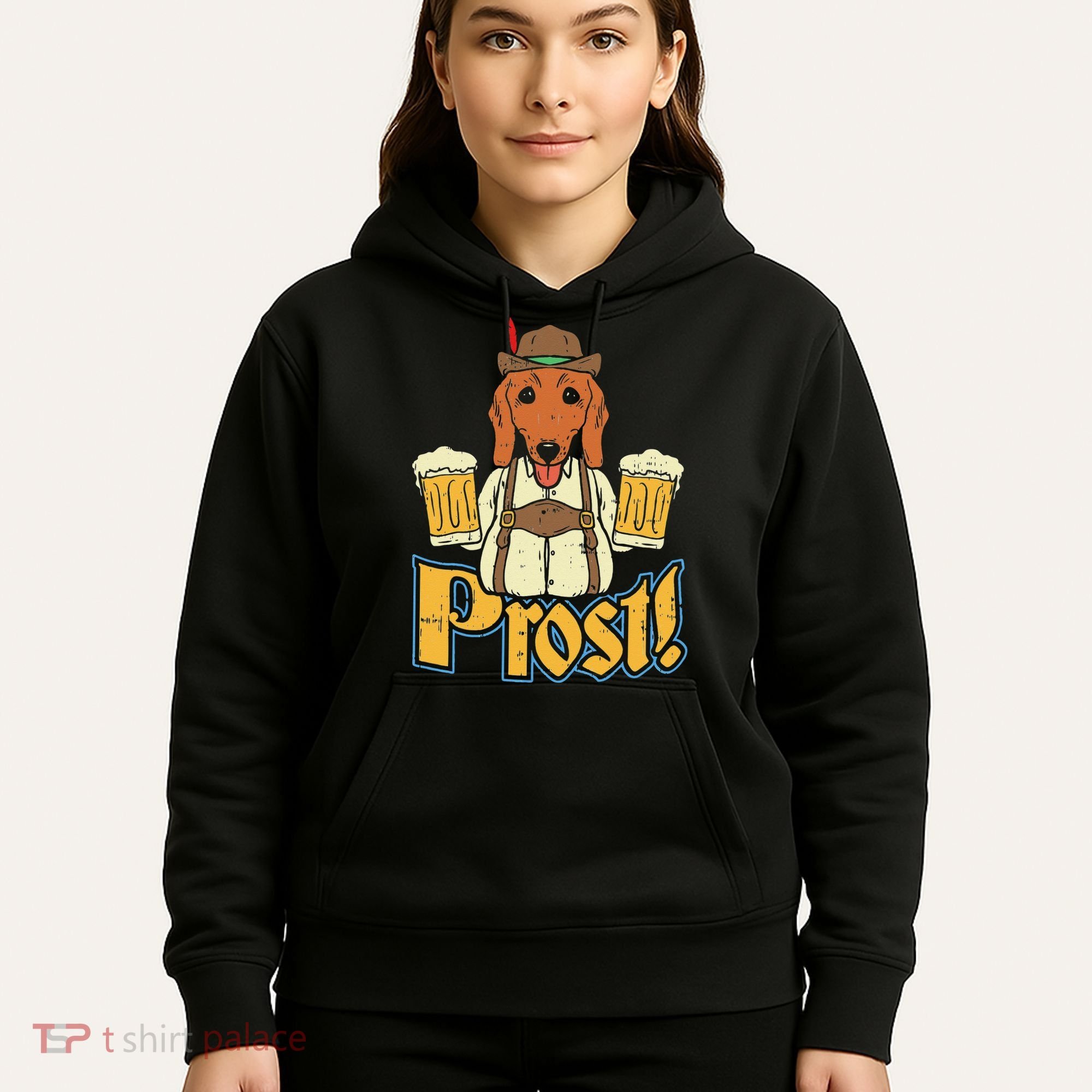 Prost Oktoberfest German Dachshund Dog Drinking Beer Hoodie