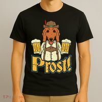 Prost Oktoberfest German Dachshund Dog Drinking Beer T-Shirt thumb 3