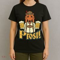 Prost Oktoberfest German Dachshund Dog Drinking Beer T-Shirt thumb 4