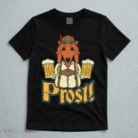 Prost Oktoberfest German Dachshund Dog Drinking Beer T-Shirt thumb 5