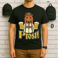 Prost Oktoberfest German Dachshund Dog Drinking Beer T-Shirt thumb 6