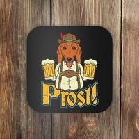 Prost Oktoberfest German Dachshund Dog Drinking Beer Coaster thumb 0