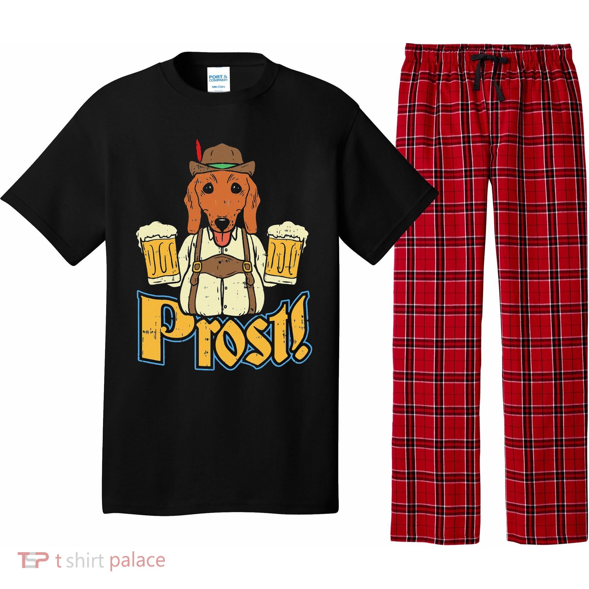 Prost Oktoberfest German Dachshund Dog Drinking Beer Pajama Set