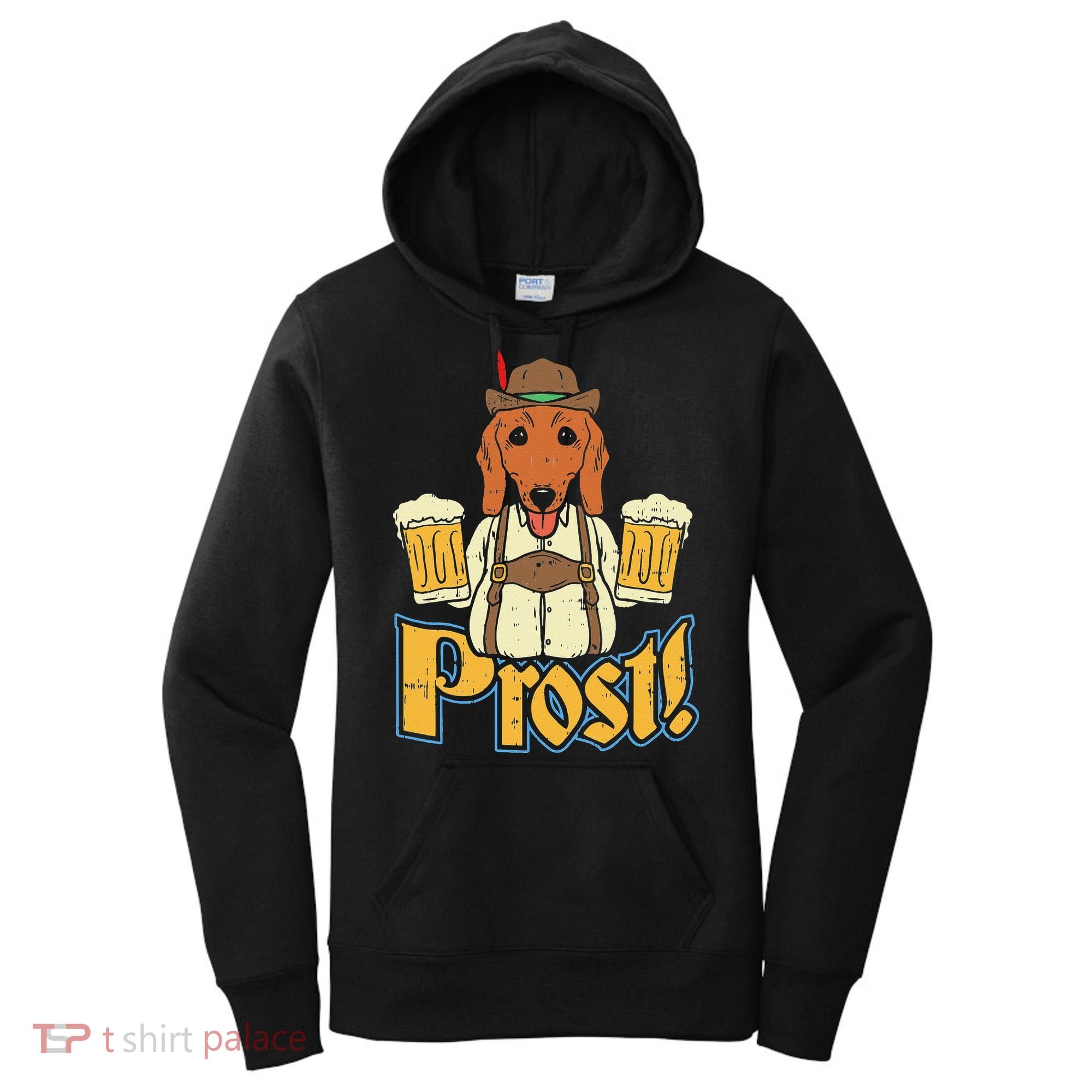 Prost Oktoberfest German Dachshund Dog Drinking Beer Women's Hoodie