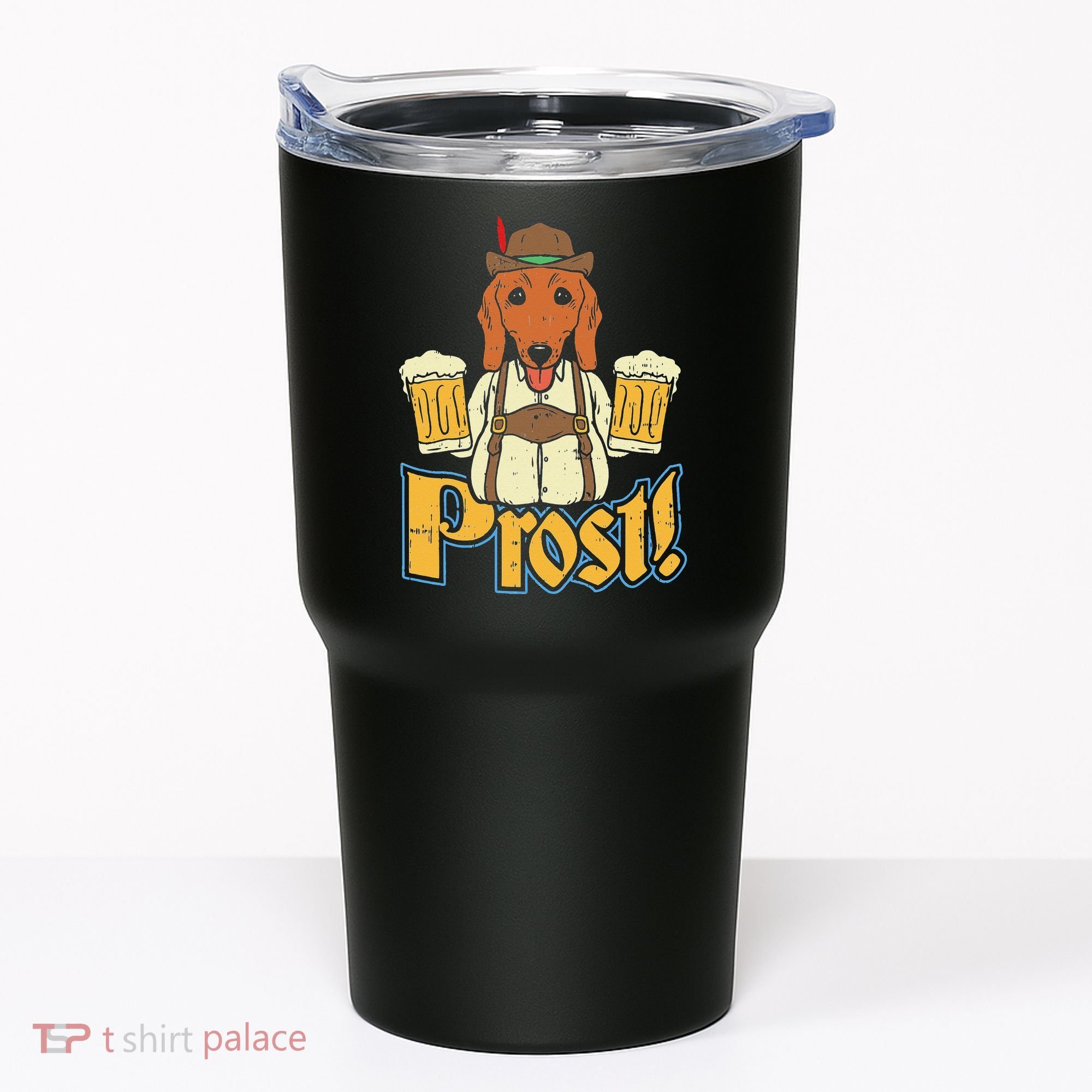Prost Oktoberfest German Dachshund Dog Drinking Beer Tumbler