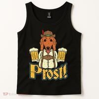 Prost Oktoberfest German Dachshund Dog Drinking Beer Tank Top thumb 2