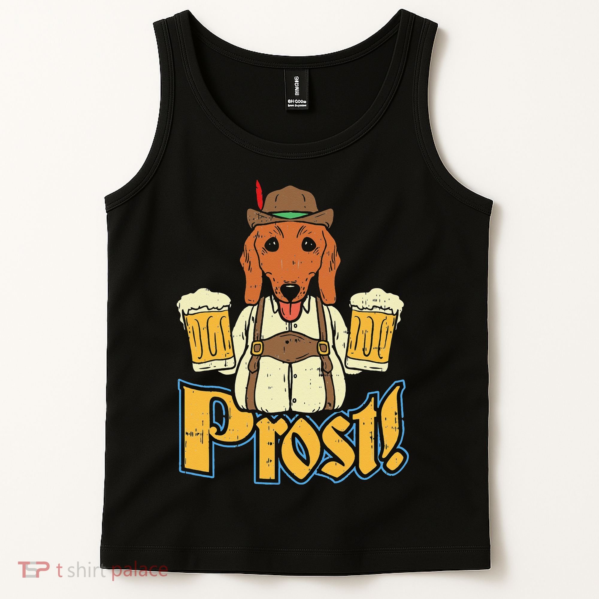 Prost Oktoberfest German Dachshund Dog Drinking Beer Tank Top