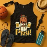 Prost Oktoberfest German Dachshund Dog Drinking Beer Tank Top thumb 4