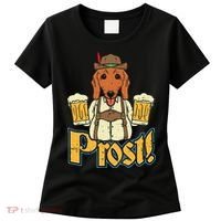 Prost Oktoberfest German Dachshund Dog Drinking Beer Women's T-Shirt thumb 0