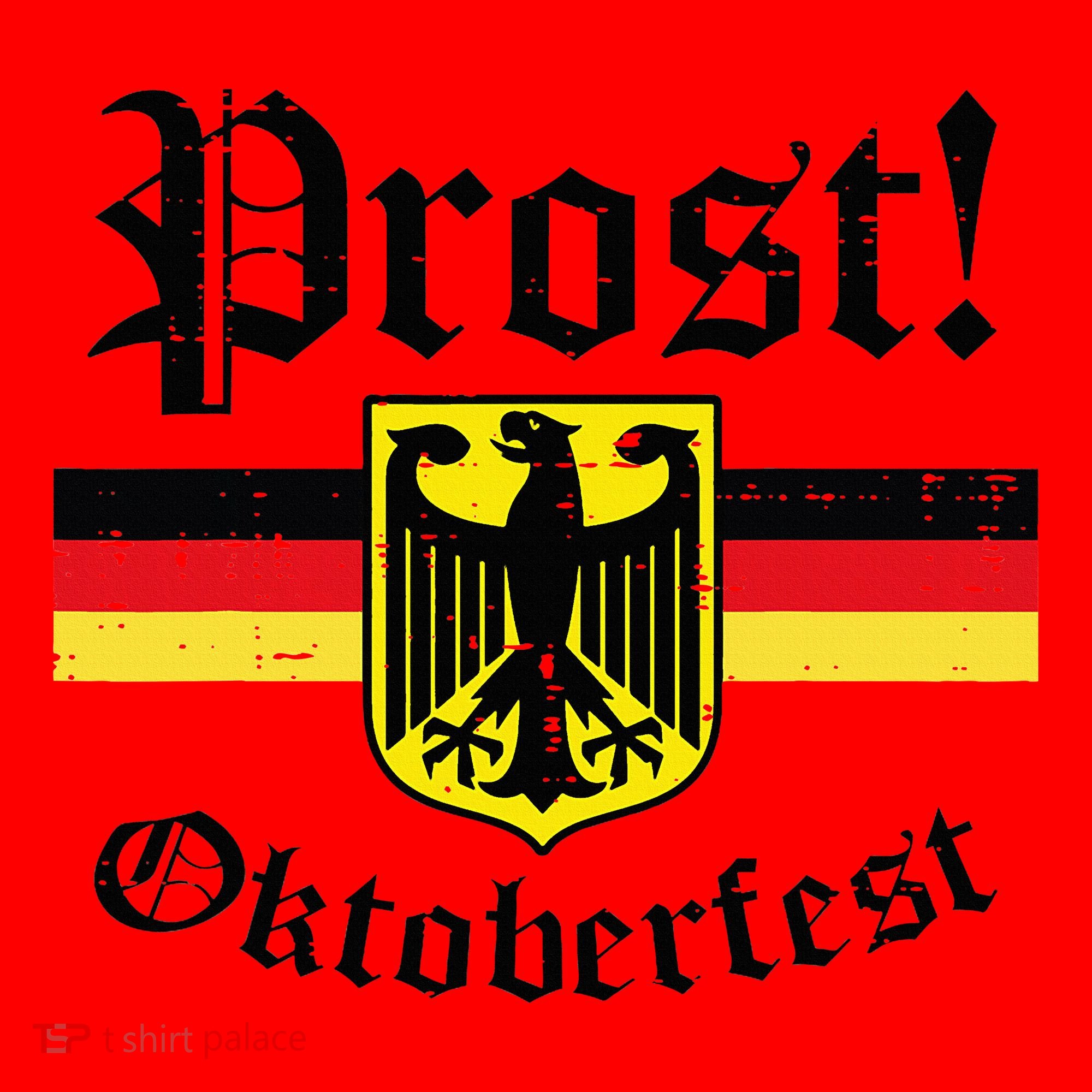 Prost Oktoberfest German Flag Crest Eagle Bavarian Santa Hat