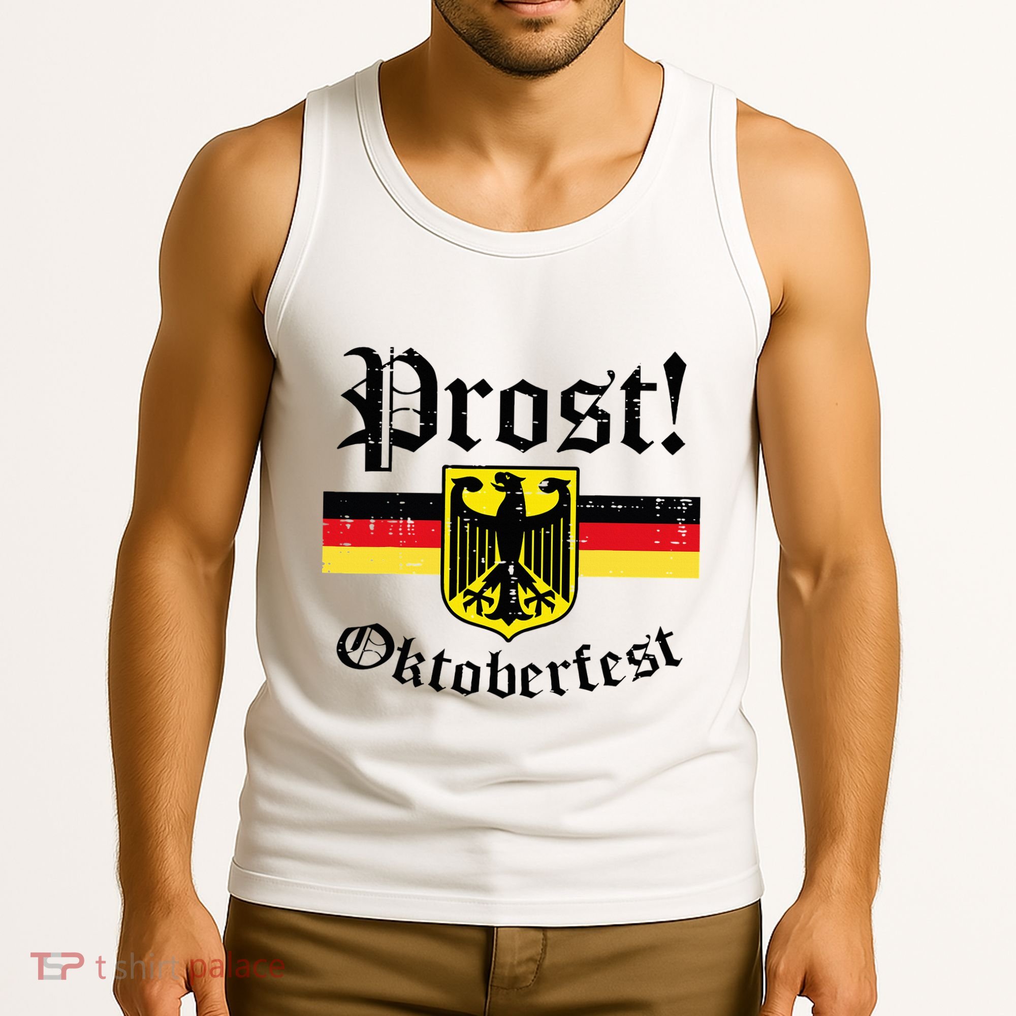 Prost Oktoberfest German Flag Crest Eagle Bavarian Tank Top