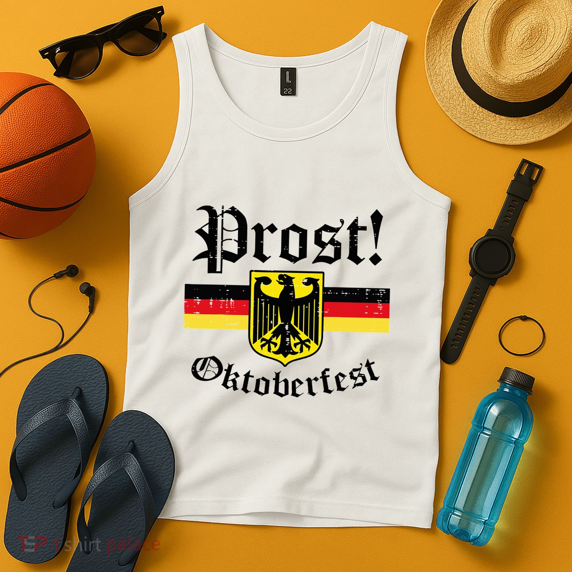 Prost Oktoberfest German Flag Crest Eagle Bavarian Tank Top