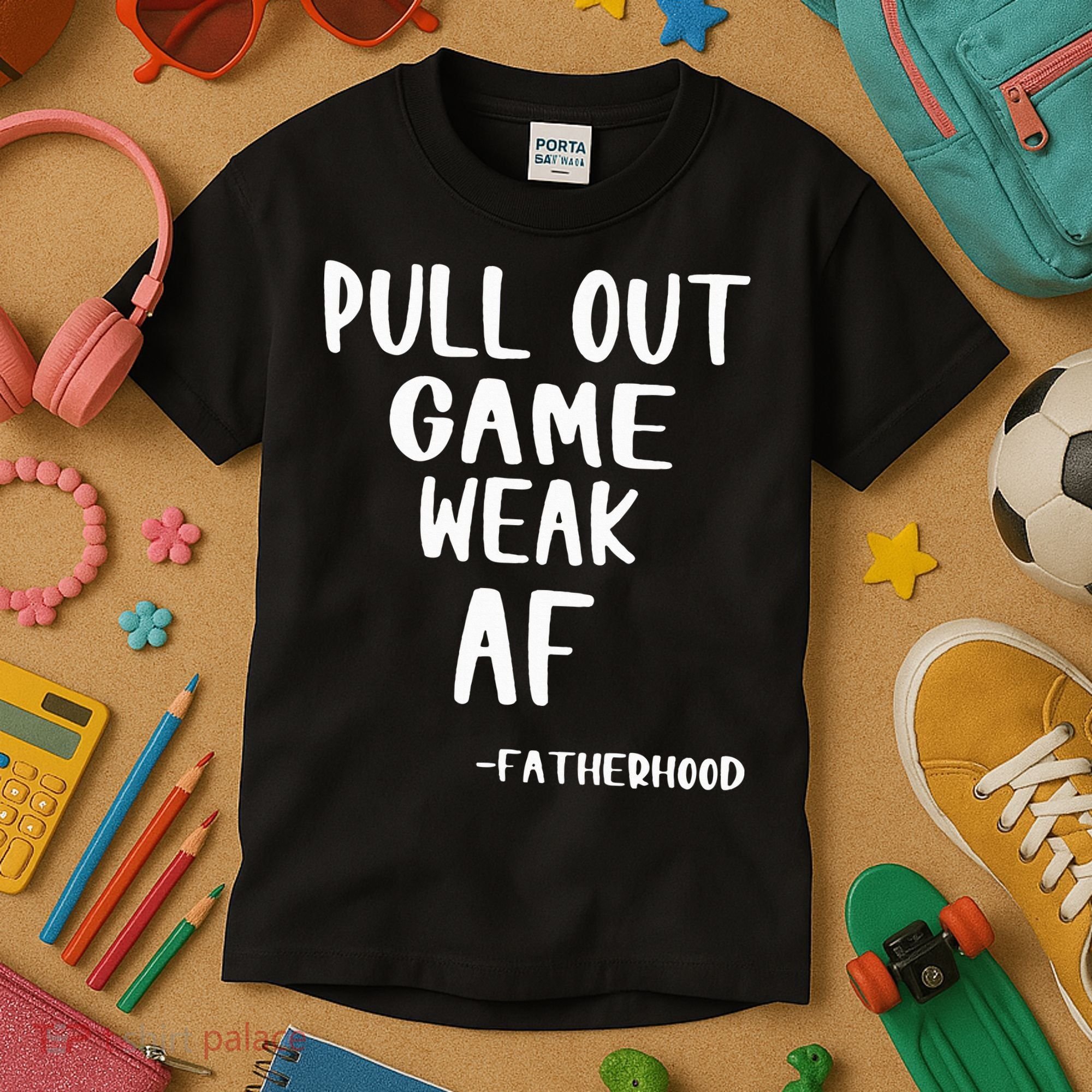 Pull Out Game Is Weak Af Fatherhood Funny Kids T-Shirt