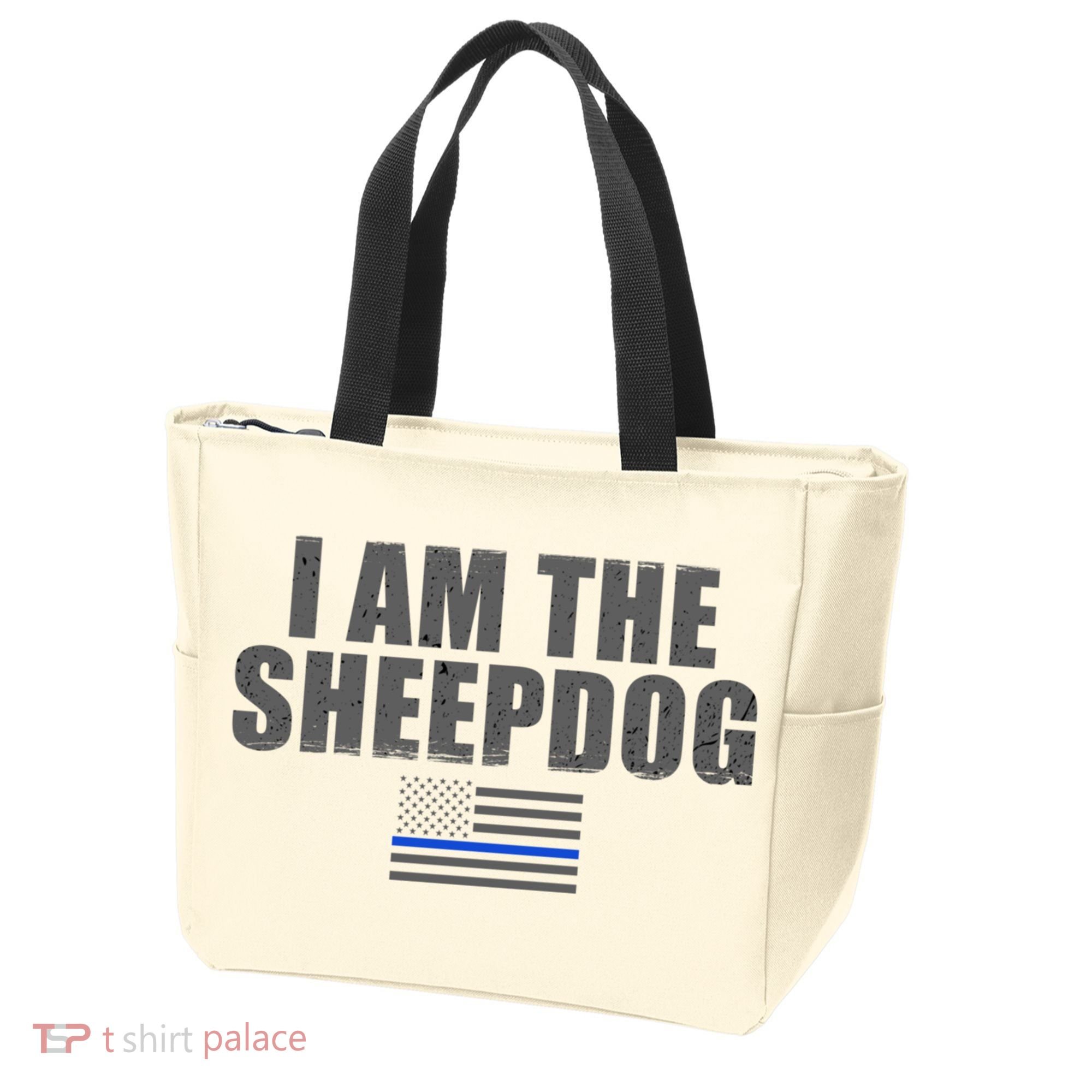 Police Officer Gift Thin Blue Line Gift I Am The Sheepdog Funny Gift Tote Bag