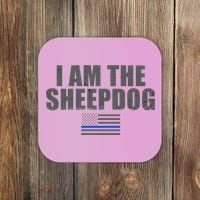 Police Officer Gift Thin Blue Line Gift I Am The Sheepdog Funny Gift Coaster thumb 0