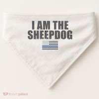 Police Officer Gift Thin Blue Line Gift I Am The Sheepdog Funny Gift USA-Made Doggie Bandana thumb 0
