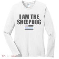 Police Officer Gift Thin Blue Line Gift I Am The Sheepdog Funny Gift Women's Long Sleeve Shirt thumb 0