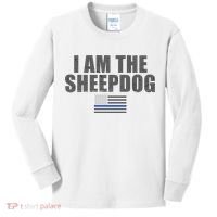 Police Officer Gift Thin Blue Line Gift I Am The Sheepdog Funny Gift Kids Long Sleeve Shirt thumb 0
