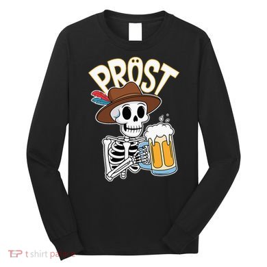 Prost Oktoberfest Halloween Skeleton Long Sleeve Shirt