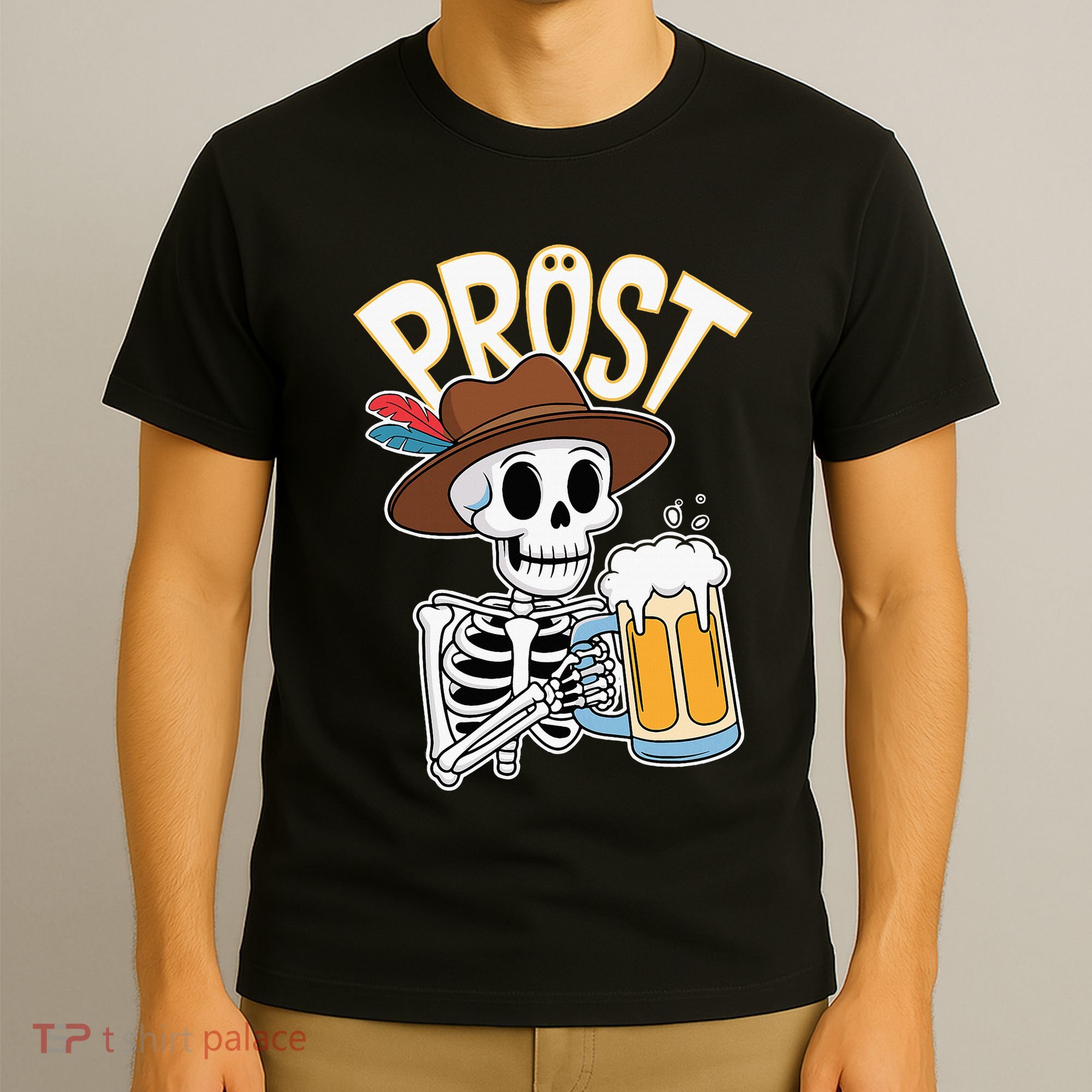 Prost Oktoberfest Halloween Skeleton T-Shirt