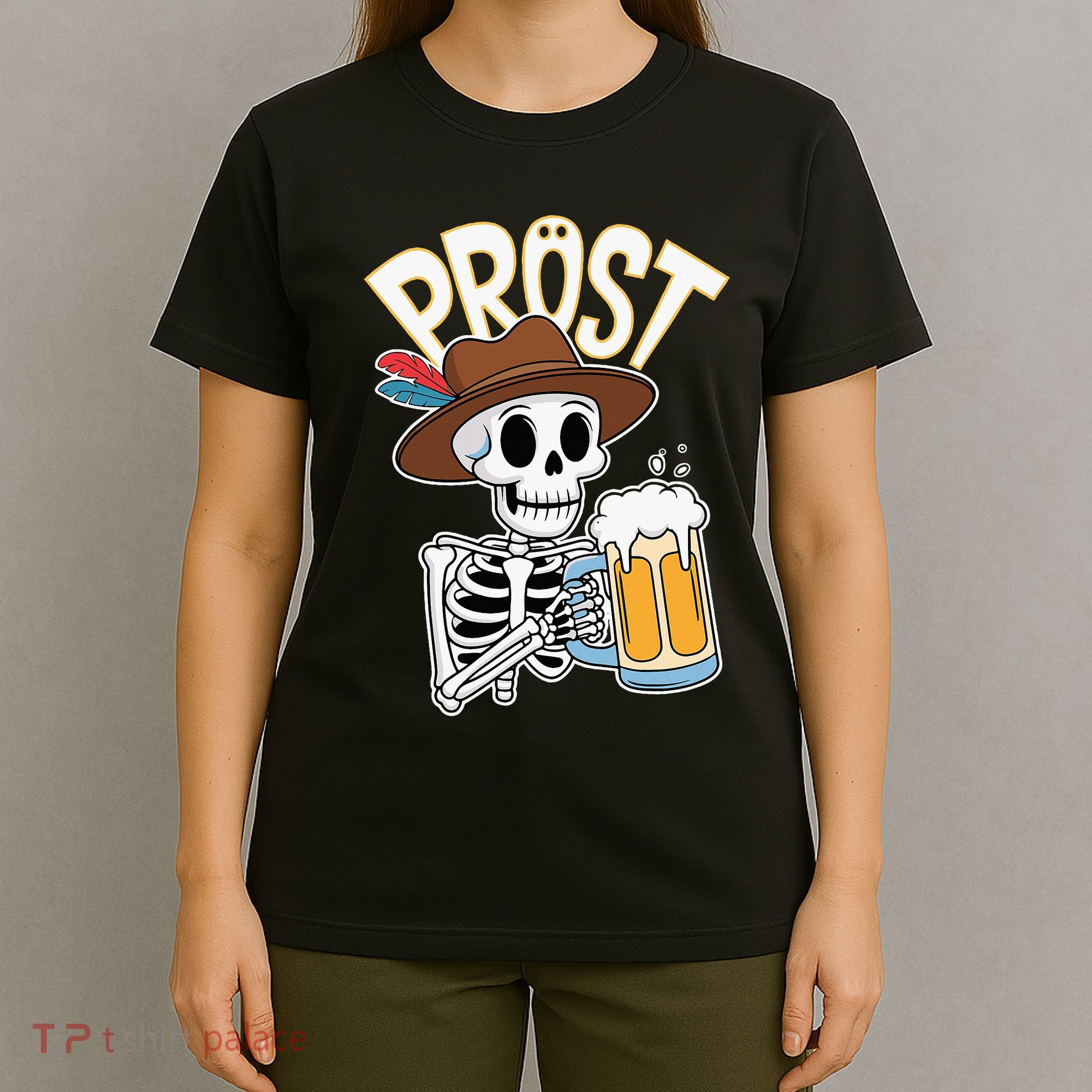 Prost Oktoberfest Halloween Skeleton T-Shirt