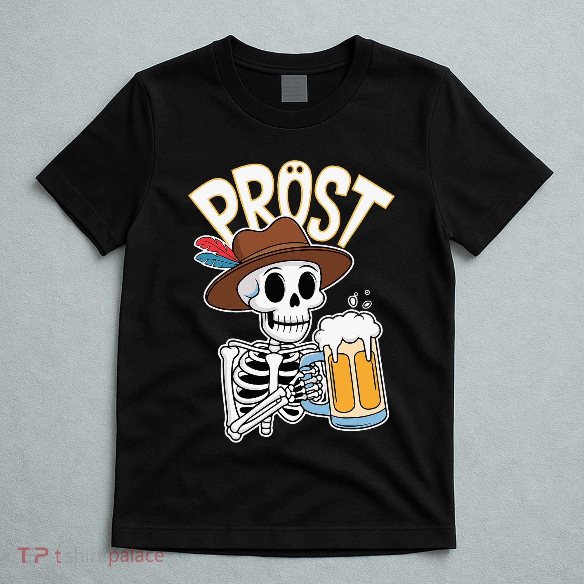 Prost Oktoberfest Halloween Skeleton T-Shirt