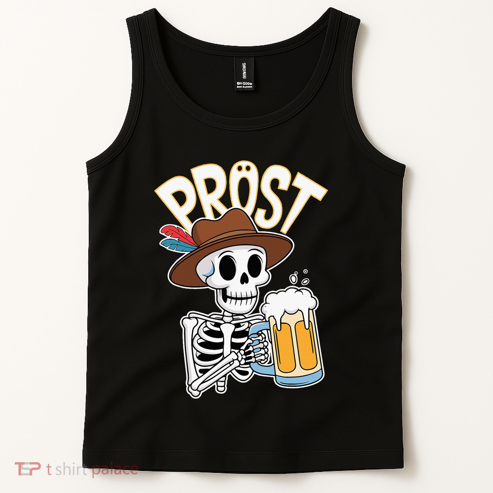 Prost Oktoberfest Halloween Skeleton Tank Top