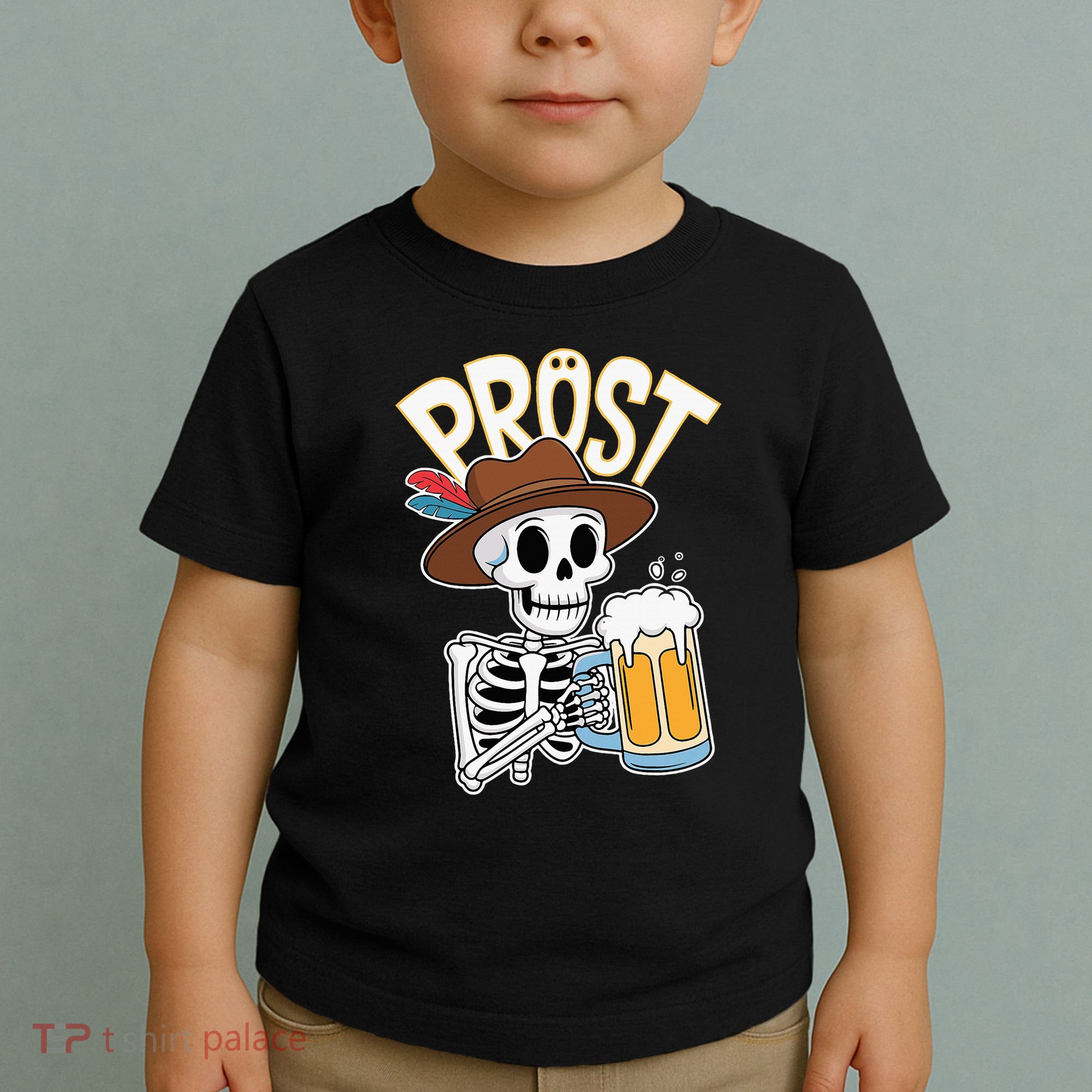 Prost Oktoberfest Halloween Skeleton Toddler T-Shirt