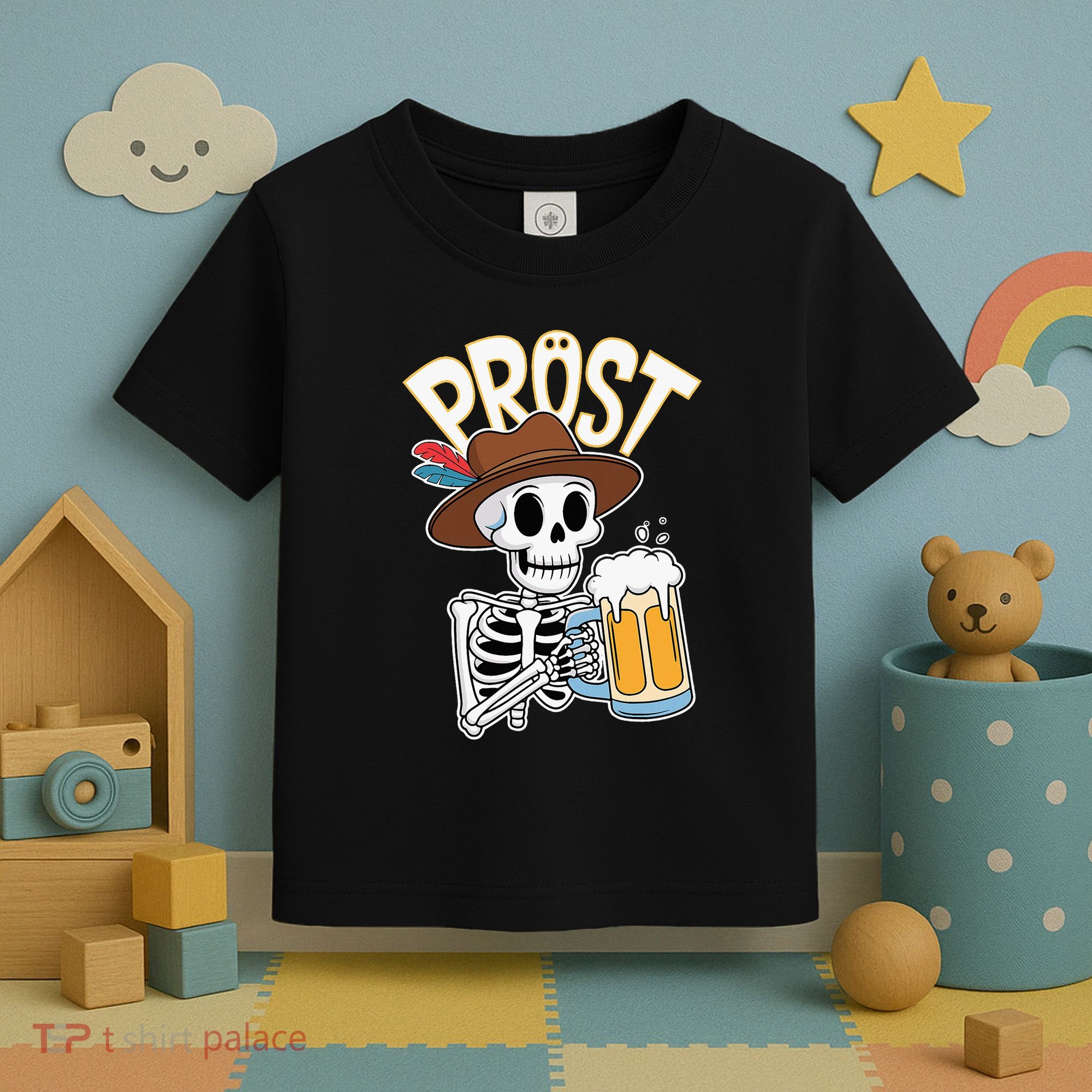 Prost Oktoberfest Halloween Skeleton Toddler T-Shirt