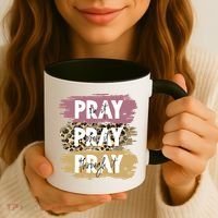 Pray On It Pray Over It Pray Through It Prayer Faith Religious Coffee Mug thumb 3