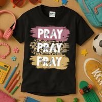 Pray On It Pray Over It Pray Through It Prayer Faith Religious Kids T-Shirt thumb 3