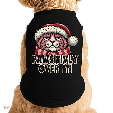 Pawsitively Over It Funny Grumpy Cat Christmas Great Gift Doggie Tank