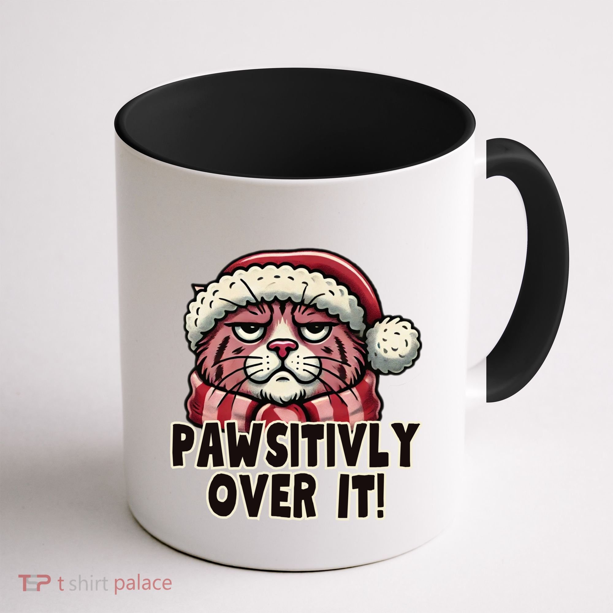 Pawsitively Over It Funny Grumpy Cat Christmas Great Gift Coffee Mug