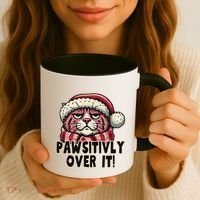 Pawsitively Over It Funny Grumpy Cat Christmas Great Gift Coffee Mug thumb 3