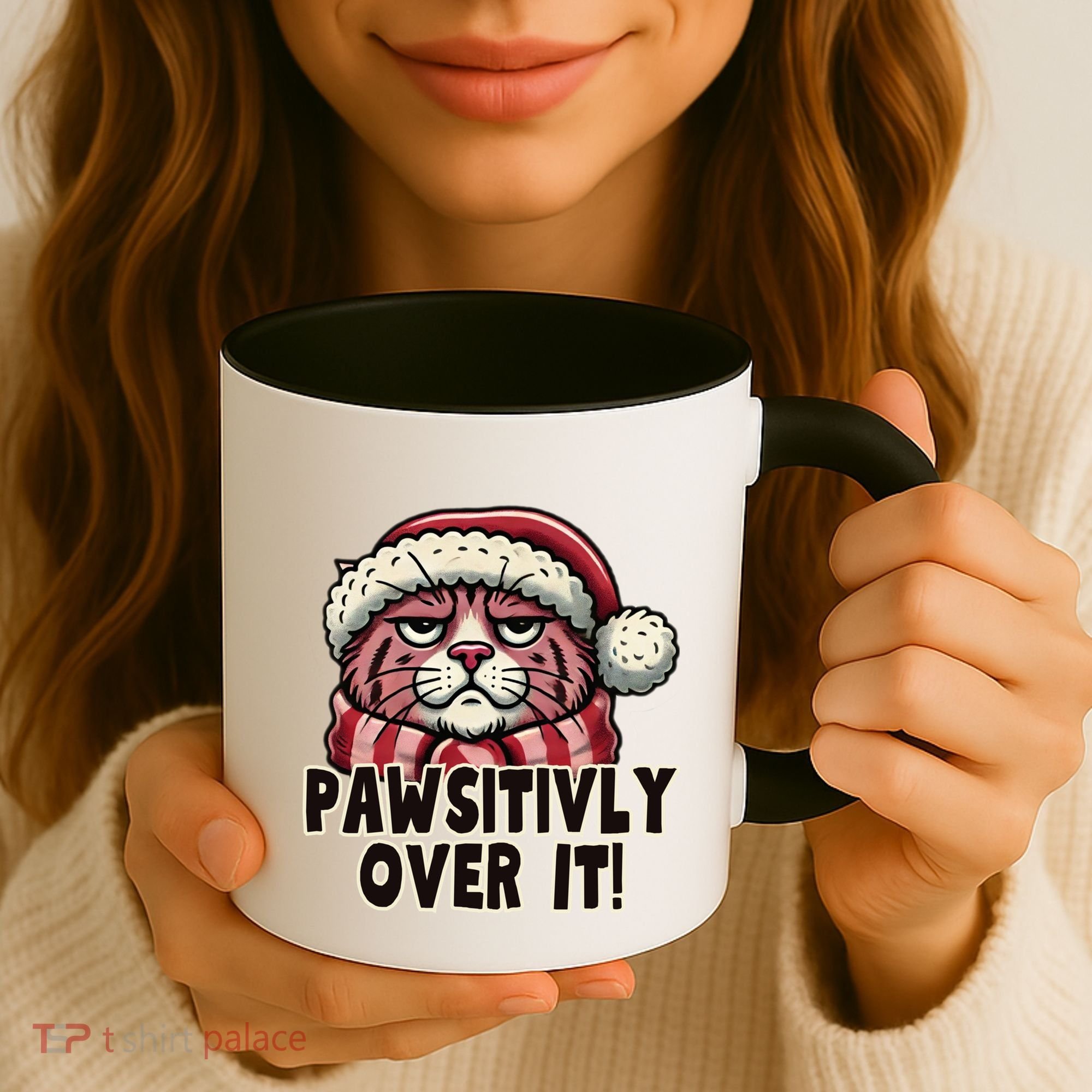 Pawsitively Over It Funny Grumpy Cat Christmas Great Gift Coffee Mug
