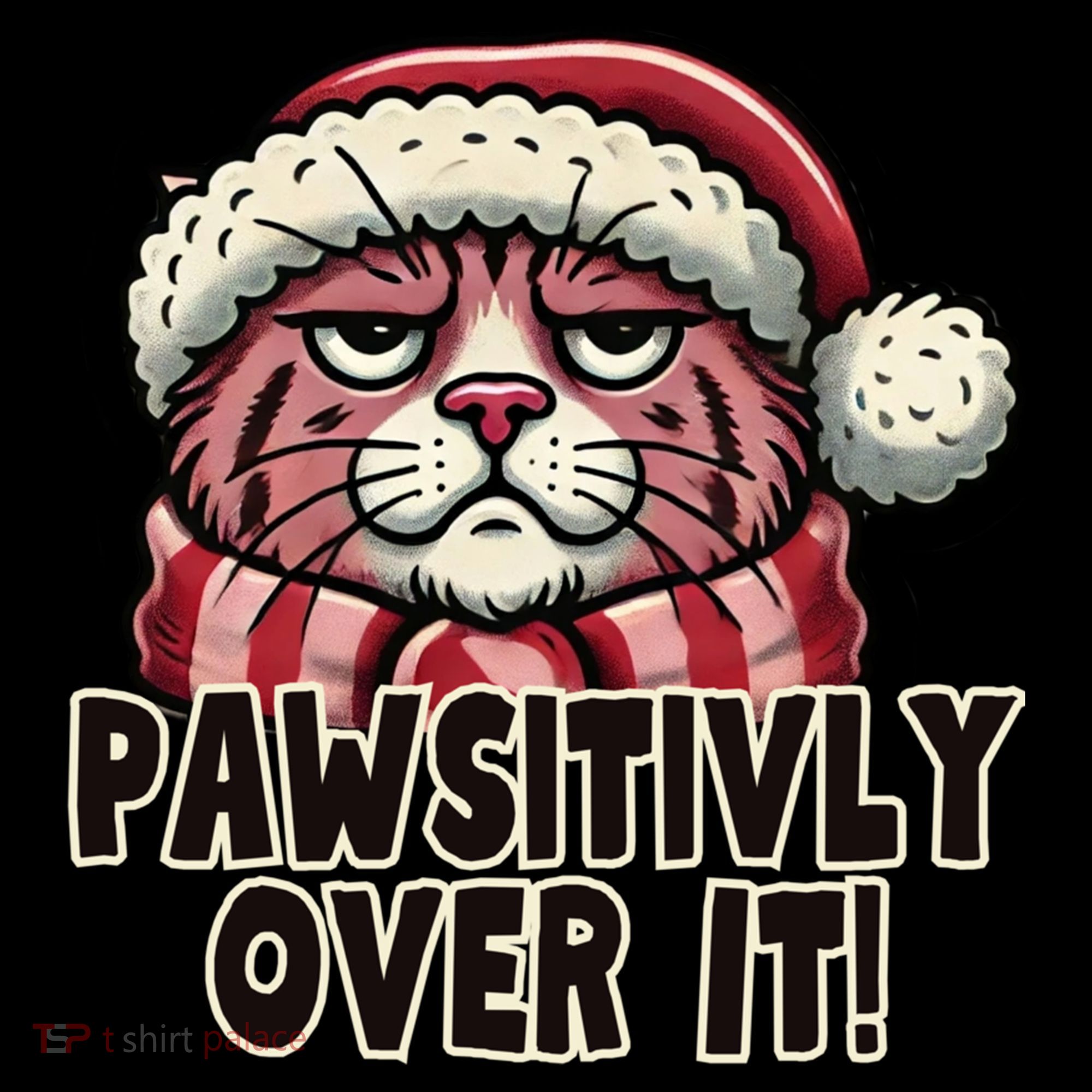 Pawsitively Over It Funny Grumpy Cat Christmas Great Gift Women's Hoodie