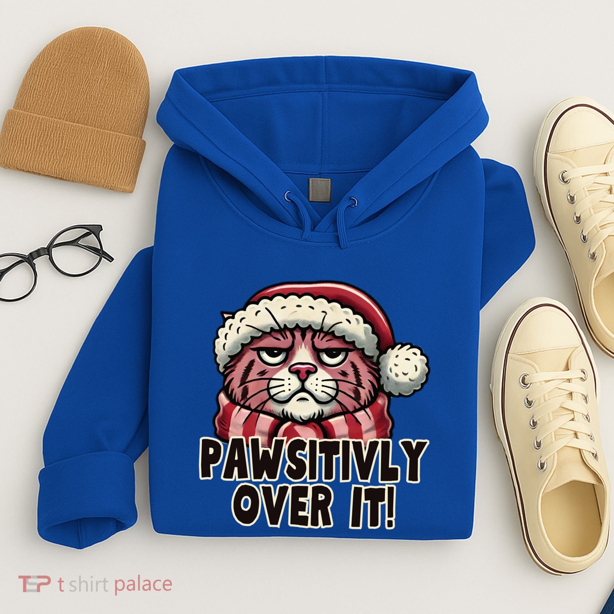 Pawsitively Over It Funny Grumpy Cat Christmas Great Gift Hoodie