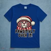 Pawsitively Over It Funny Grumpy Cat Christmas Great Gift T-Shirt thumb 5