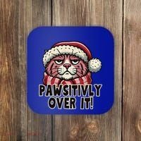 Pawsitively Over It Funny Grumpy Cat Christmas Great Gift Coaster thumb 0