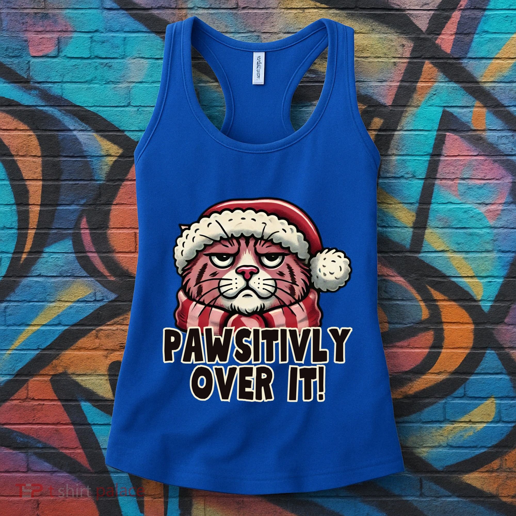 Pawsitively Over It Funny Grumpy Cat Christmas Great Gift Women's Tank Top