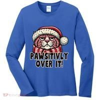 Pawsitively Over It Funny Grumpy Cat Christmas Great Gift Women's Long Sleeve Shirt thumb 0