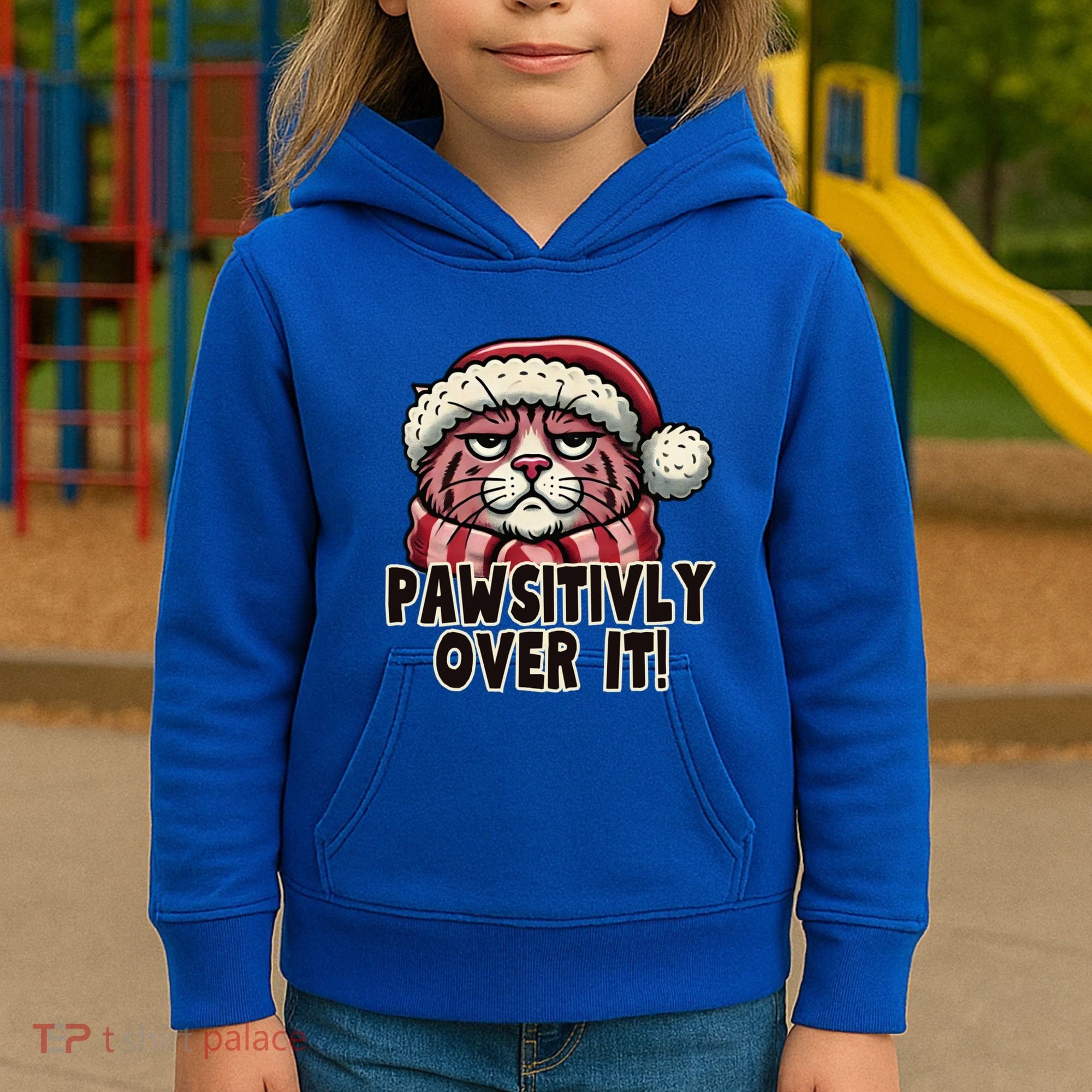 Pawsitively Over It Funny Grumpy Cat Christmas Great Gift Kids Hoodie